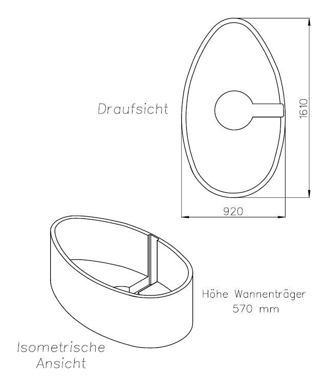 Neuesbad Wannenträger für Bette Pool Oval 164x96 oval SW13616