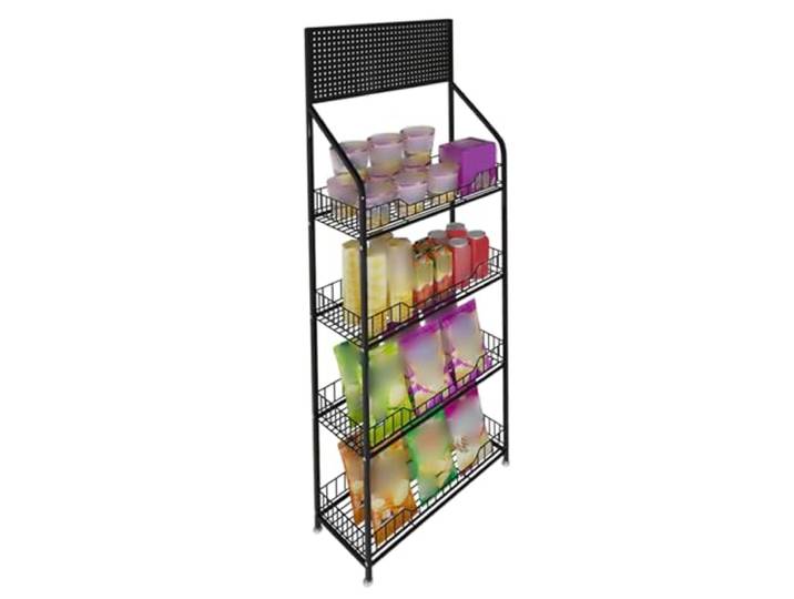Snack-Organizer, 4-stufiger Snack-Rack-Ausstellungsstand mit 10 Haken(Black)