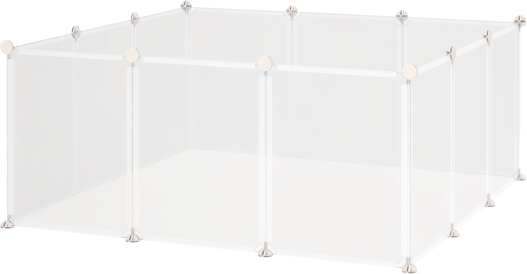 Pawhut Recinto per Conigli, Cuccioli e Piccoli Animali Modulabile in Metallo e PP, 12 Pannelli da 35x45cm Bianco Aosom