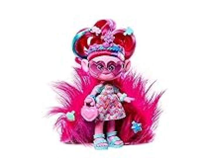 Mattel Trolls 3, Poupée Poppy Surprises 2 en 1, Avec Plus De 10 Accessoires pour Coiffures et Looks Stylés, À Collectionner, Jouet Enfant, A Partir De 3 Ans, HNF16