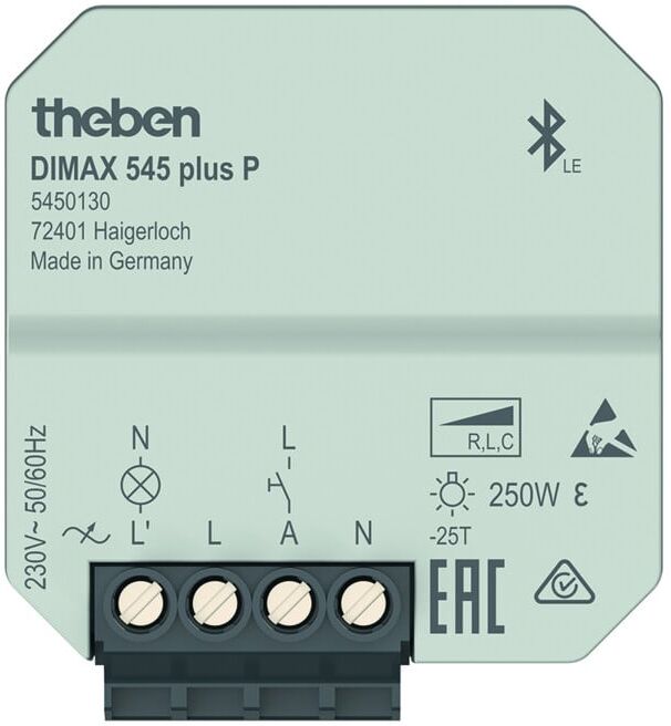 Theben Variateur universel encastrable UP avec commande APP, minuterie DIMAX 545 plus P (5450130)