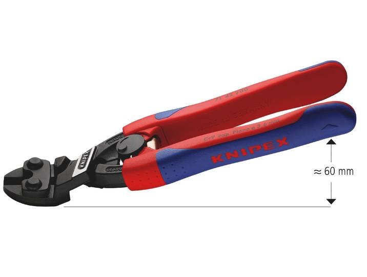 Coupe boulons compact Cobolt® Evidé - Coudé - Gainage bi-matière avec ressort - KNIPEX - 71 42 200