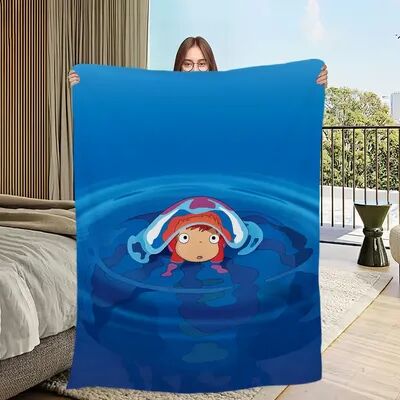 Shop Station Ponyo Flannel Throw Blanket Soft Plush Fleece Anime Throw For Sofa, Bed & Travel 40 X 50 Inch d