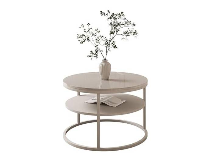 Lookway Couchtisch CIRI Slim, rund ⌀60 cm, Kaschmir Hochglanz Kaschmir Gestell, Hochglanz-Tischplatte, Wohnzimmertisch