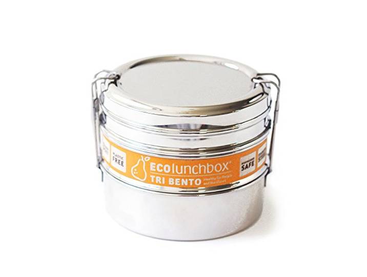 ECOlunchbox Tri Bento, 3-delige ronde doos van roestvrij staal, bento box, lunchbox