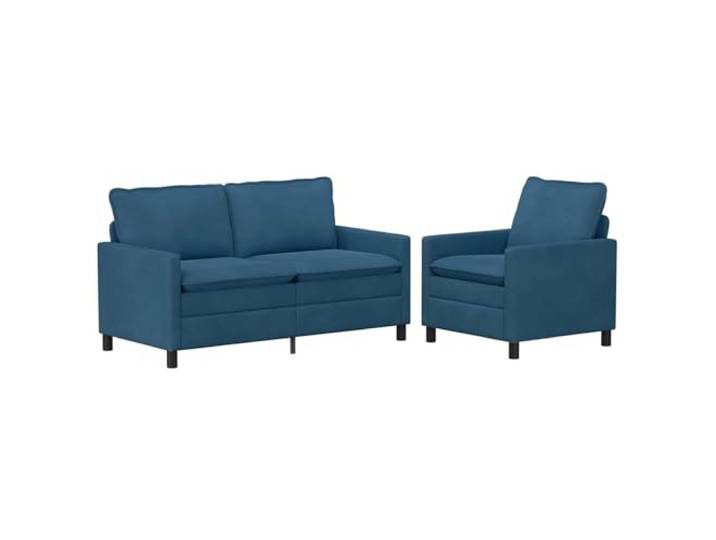 Coespram Couchgarnitur 2-Teilig Samtsofa Set Blau mit Metallrahmen Moderne Polsterecke für Wohnzimmer und Gästebereich mit doppellagigen Polsterkissen und pflegeleichten Abzügen in Blau.