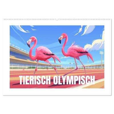 Tierische Olympioniken – Ein farbenfroher KI-Kalender (Wandkalender 2026 DIN A2 quer), CALVENDO Monatskalender