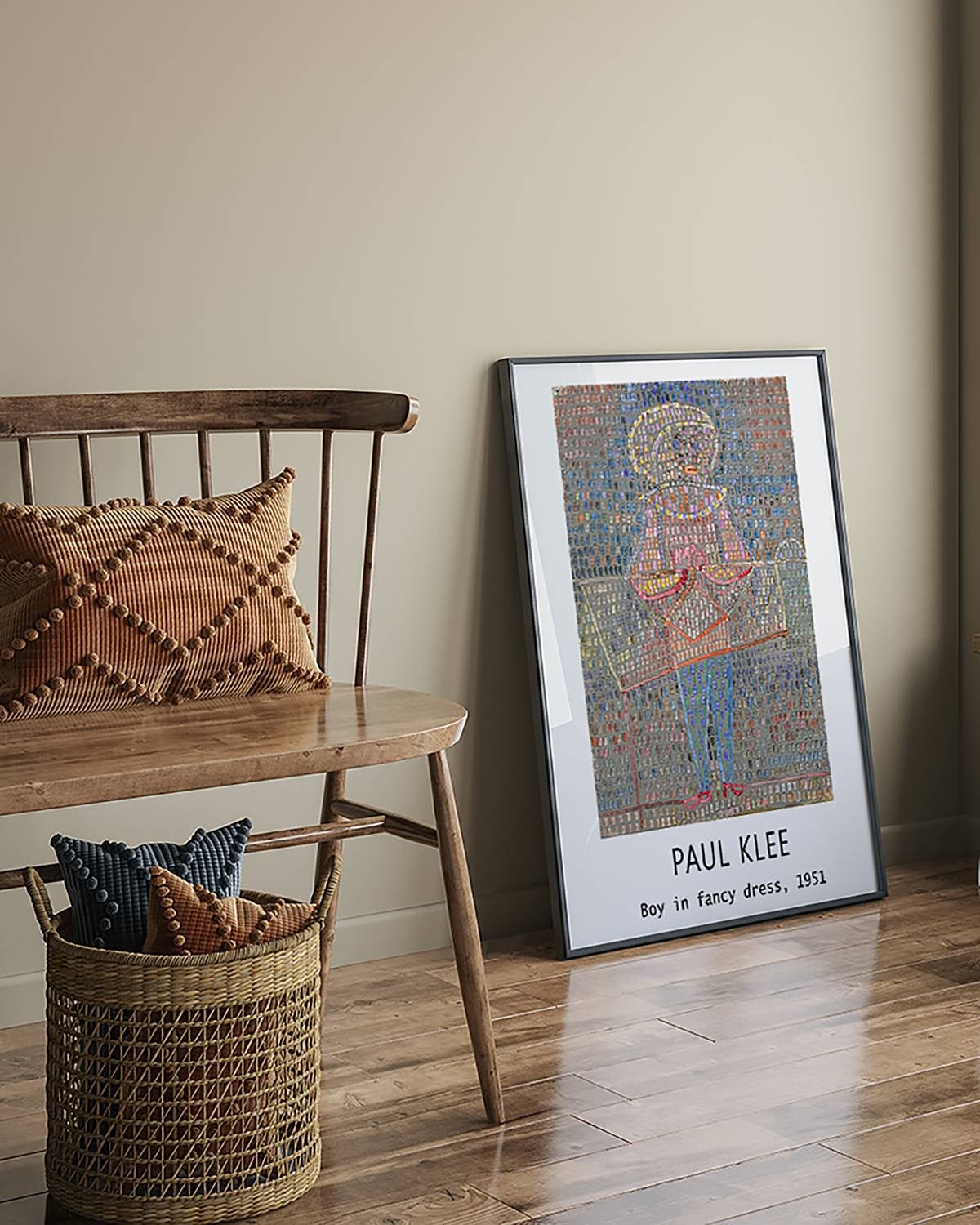 home24 Paul Klee Boy In Fancy Dress schilderij met gelakt massief beukenhout lijst en acrylglas, multicolor, 63 x 83 cm