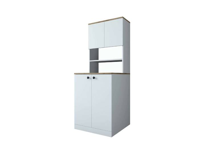Armoire polyvalente effet bois blanc et beige 70x73h184 cm