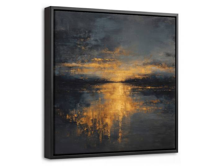 LEINWAND Bilder mit Rahmen - Goldene Reflexion auf dem Wasser - 20x20