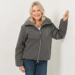 EVA LUTZ Steppjacke hoher Stehkragen 2-Wege-Reißverschluss leger weit