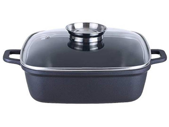KOPF Bräter mit Deckel Santorin, 5 Liter, Schwarz, Induktion, Aluguss