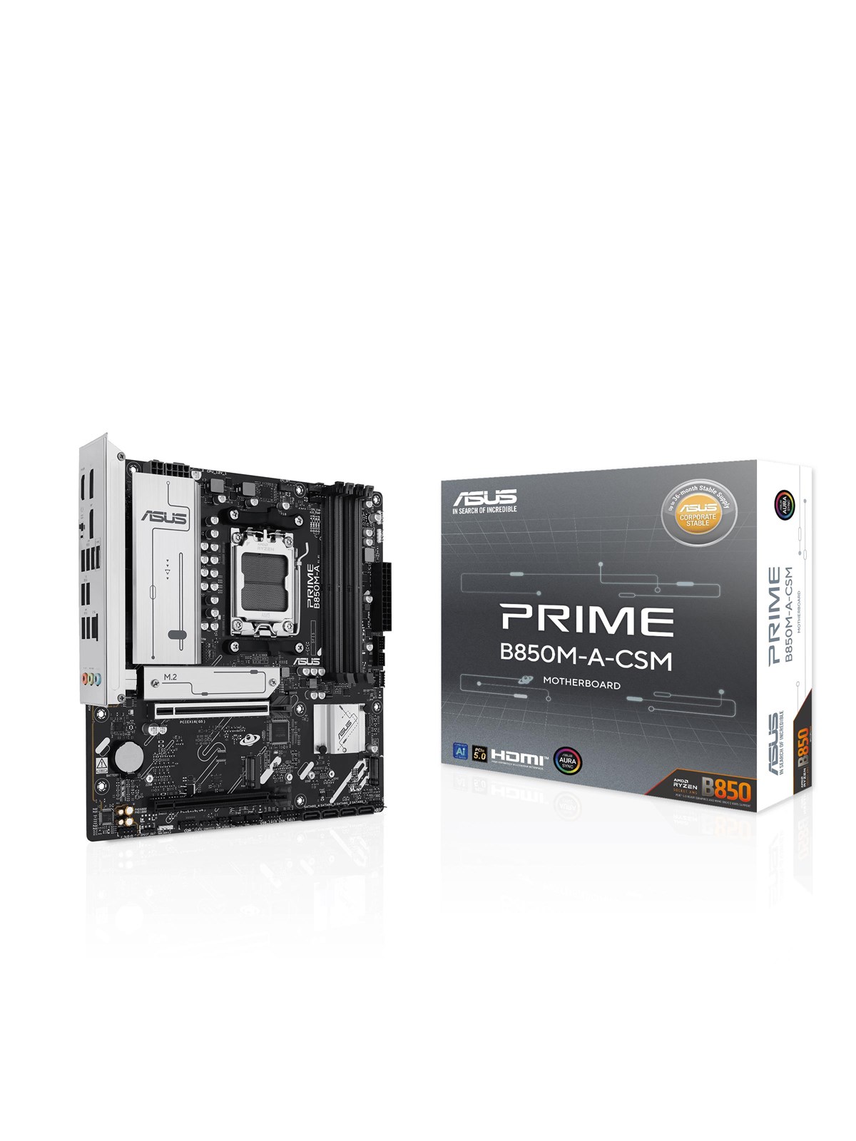 ASUS PRIME B850M-A-CSM Mainboard - AMD B850 - AMD AM5 - DDR5 RAM - Micro-ATX