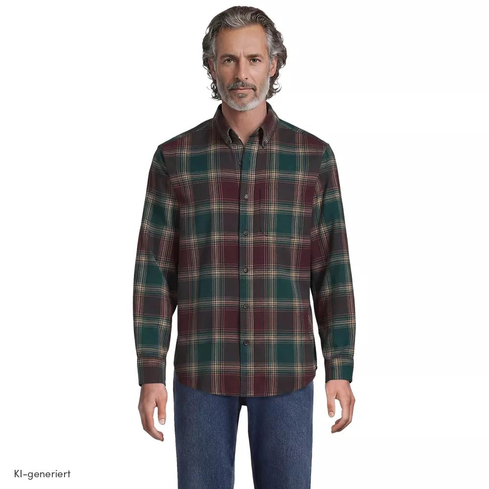 Flanellhemd Flagship Classic Fit in Tall-Größe, Herren, size: tall, Grün, Baumwolle, by Lands' End