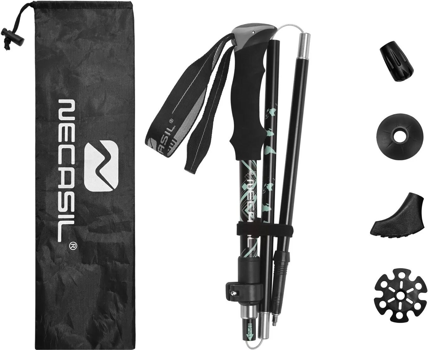 INF 5-teiliger Wanderstock aus Aluminiumlegierung – Teleskop-Trekkingstock für Outdoor-Abenteuer Schwarz