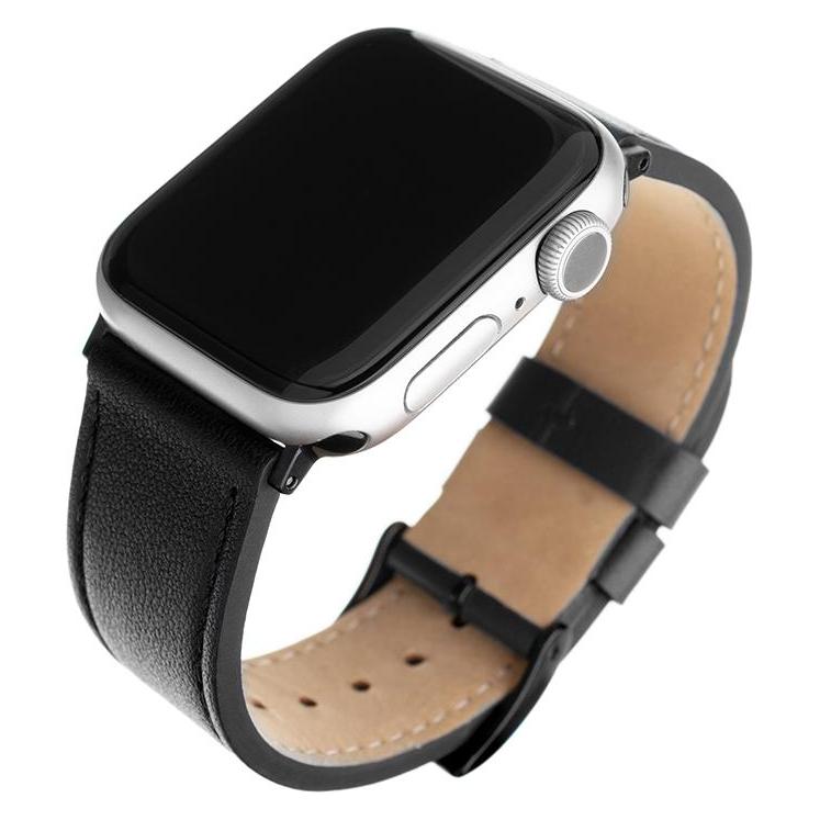 Fixed AEgte laederrem til Apple Watch 42/44/45/49mm Sort (Leather, Leder) (FIXLST-434-BK)