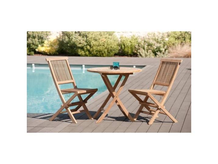 Table Ronde Pliante en Teck Massif 80x80 JARDITECK