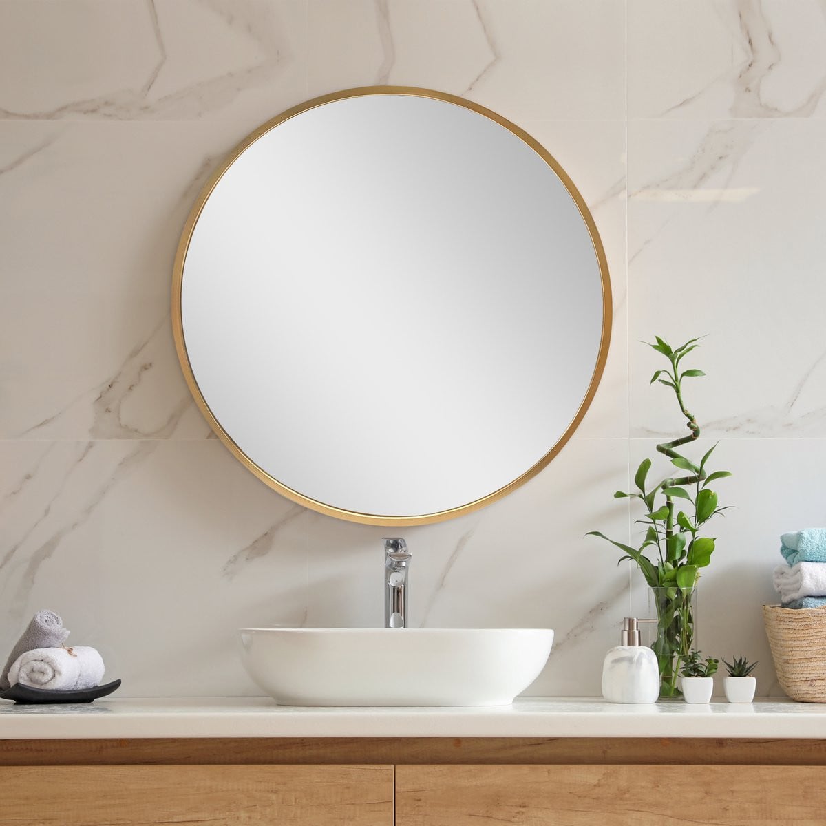 Modugno ronde hangspiegel goudkleurig Ø50cm