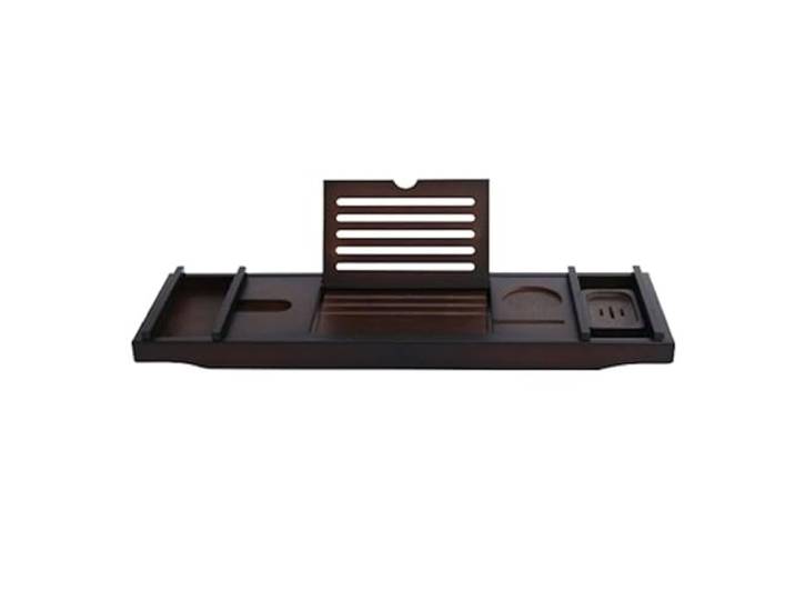 Decopatent Badplank - Uitschuifbaar 75 -> 110 Cm - Verstelbaar Bamboe Badrekje voor in bad - Boekenhouder - Tablethouder - Bruin