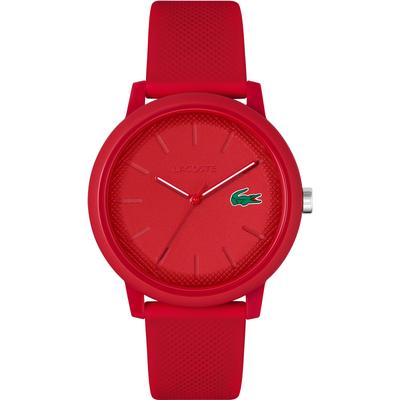 Quarzuhr LACOSTE "LACOSTE.12.12", rot, Armbanduhren, Herren, Quarzuhr, Armbanduhr, Herrenuhr, Mineralglas, Silikonarmband
