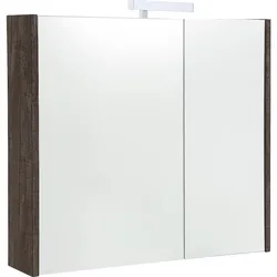 Spiegelschrank Akira mit LED-Beleuchtung, 2 Türen, Chateau Eiche, 800x700x155mm