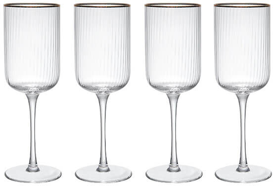Mikasa Sorrento Ridged Crystal Set of 4 450ml Red Wine Glasses