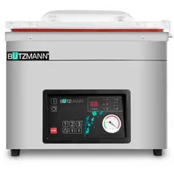 Vakuumverpackungsmaschine mit Speicherprogrammen und Gasinjektion Bützmann W-45G. 45 cm Schweißbalken.