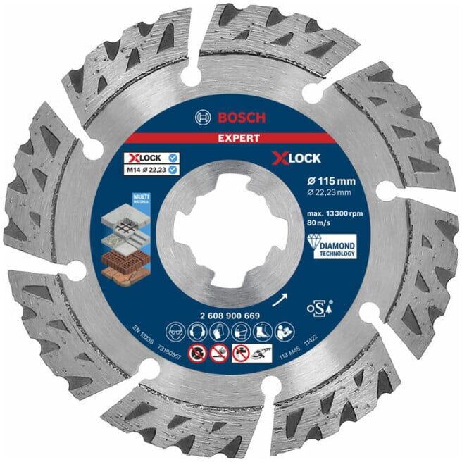Disques de coupe diamantés BOSCH Expert MultiMaterial X-LOCK, 115 x 22,23 x 2,4 x 12 mm (2608900669)