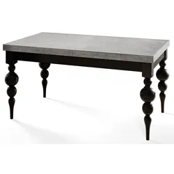 RECHTECKIGER Esszimmertisch LENA, ausziehbarer Tisch, Größe: 120-160X80X78,5 cm, Wohnzimmertisch Farbe: Grau, mit Tischbeinen in Farbe Schwarz