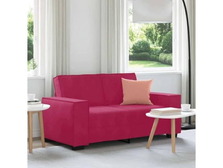 HEFZGDB Weinrotes 2-Sitzer-Sofa 120 cm Samtstoff mit Breiten Armlehnen und robustem Holz-Metall-Gestell für Wohnzimmer und Büro, bequem gepolsterte Sitzfläche und Rückenlehne,