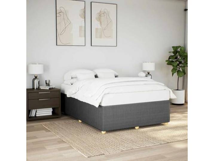 RJPLMFV Bettgestell, 160 x 200 cm, Dunkelgrau, Polyestergewebe Ohne Matratze, Lattenrost inklusive, robuste Füße für Schlafzimmer