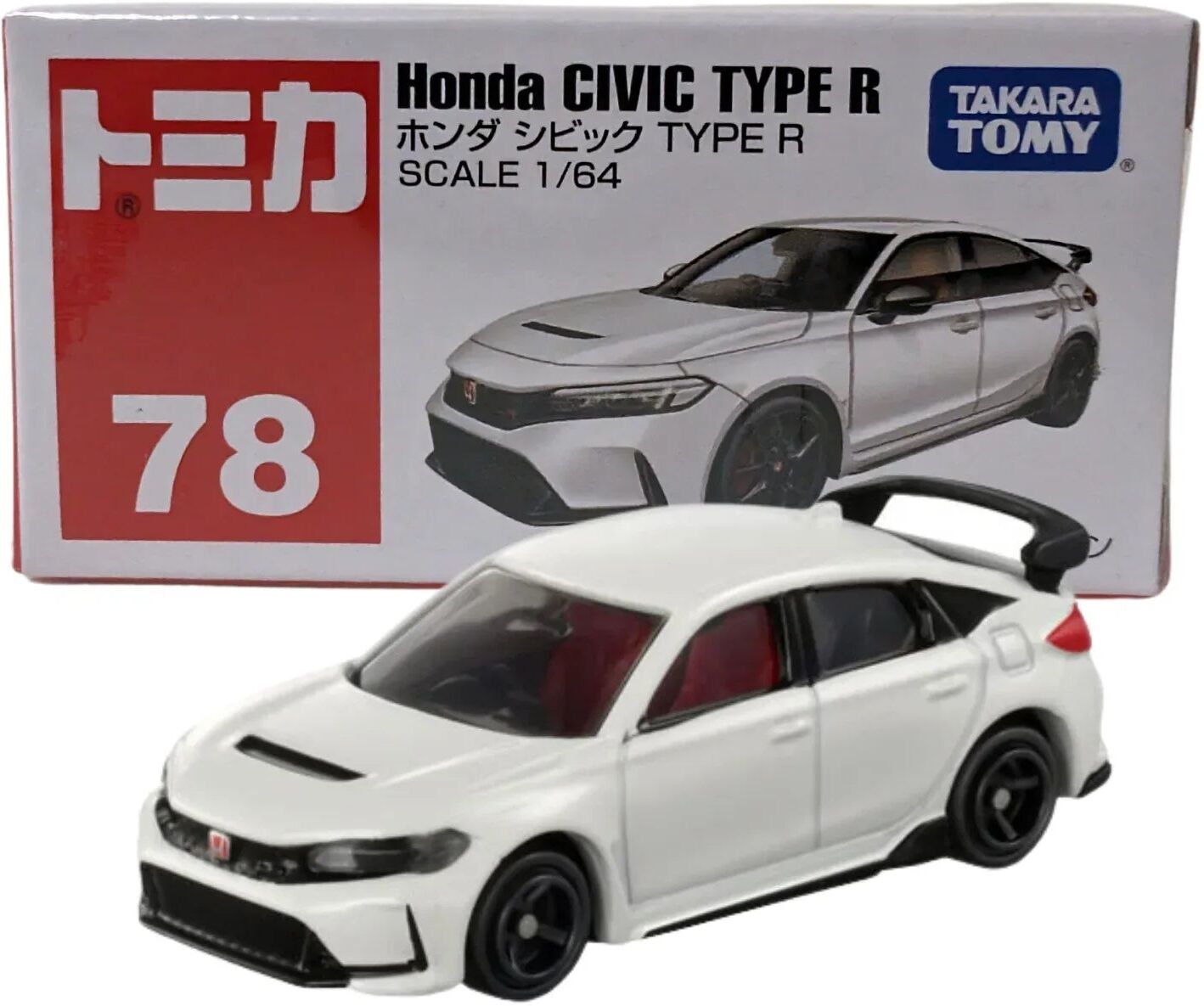 TOMY Tomica No. 78 Honda Civic Type R Die-Cast Toy Car - White - Compact - Suitable from 3 years