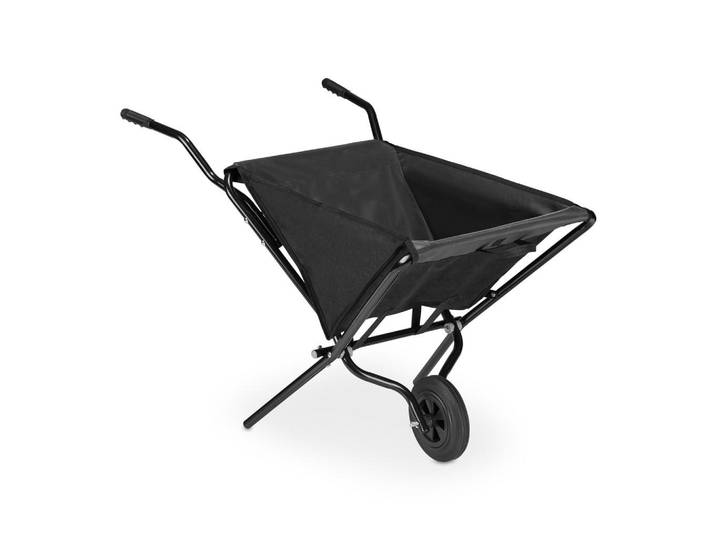 Relaxdays Schubkarre Schwarz faltbar Vollgummireifen 46 l, Metall, Kunststoff, 112x70x67 cm, Gartenzubehör, Gartenpflege