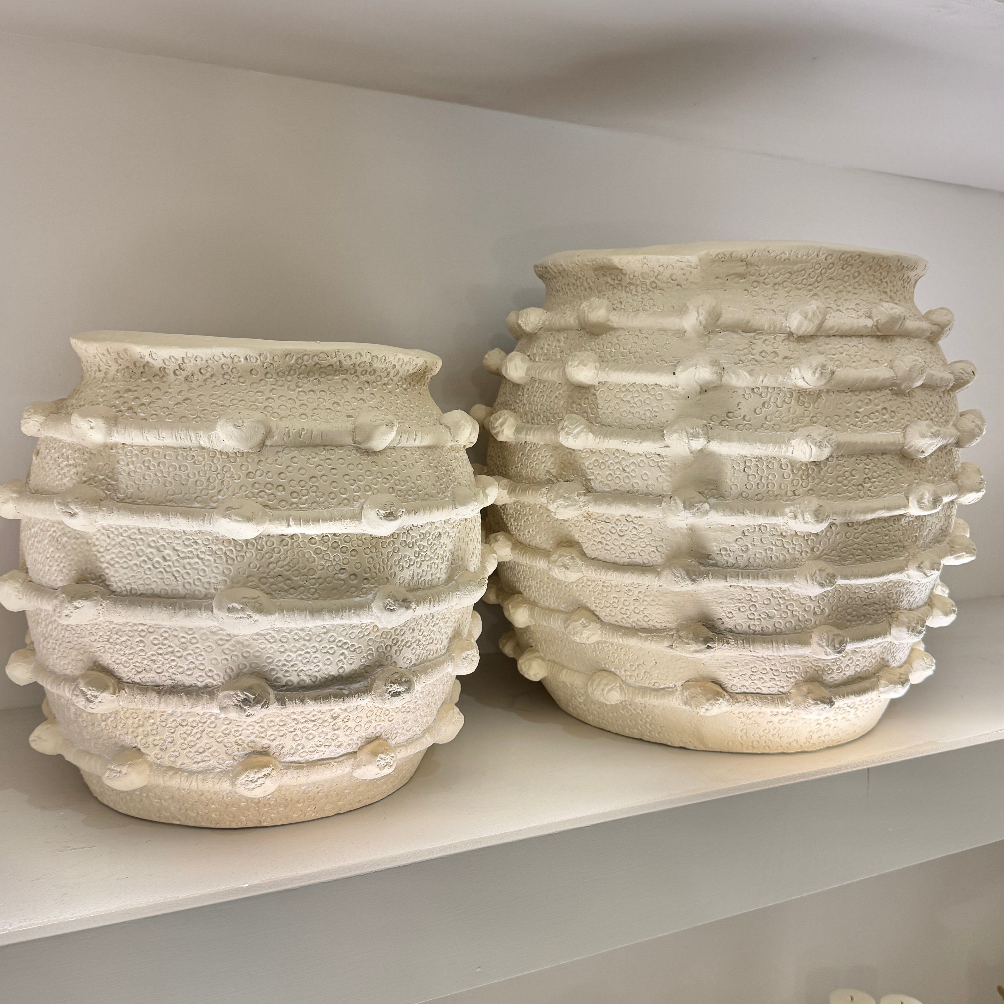 In Stock - Arya Large Beige Bobble Effect Decorative Planter
