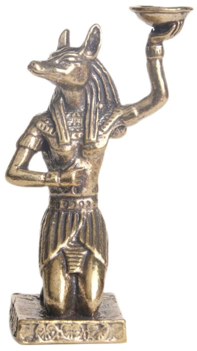 Mini Anubis Beeldje - Messing Egyptische Decoratie - Goudkleurig