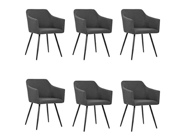 HGPOTUY Esszimmerstühle 6 STK. Dunkelgrau Stoff Metallgestell, Ergonomisch Geformt, Dick Polsterung, 110kg Belastbar, Küche Und Esszimmer