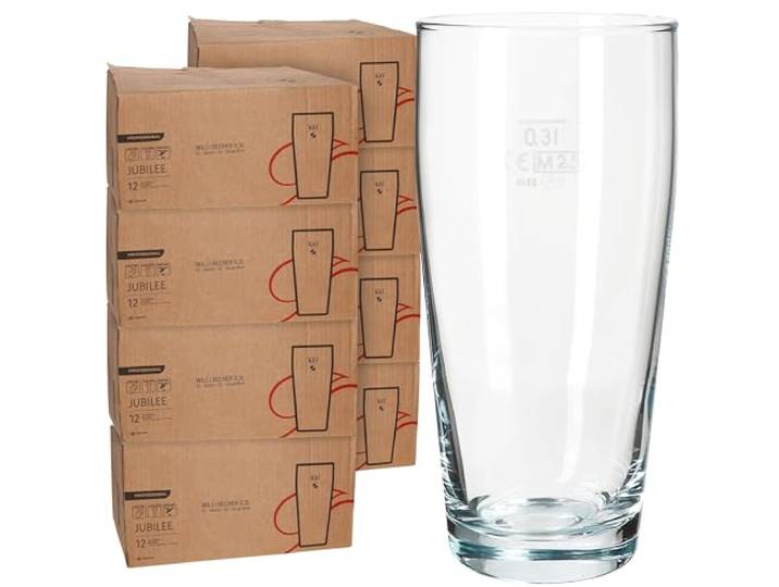 MamboCat 96er Set Willibecher 0,3 L geeicht I Biergläser aus klarem Glas mit Eichstrich I Trinkgläser für Bier, Wasser, Cocktails & Softgetränke ideal für Gastro, Bars & Restaurants