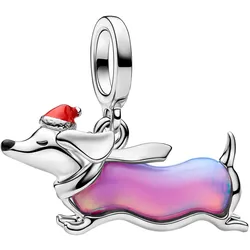 Pandora 734970C01 Charm-Anhänger Weihnachts-Dackel Silberfarben