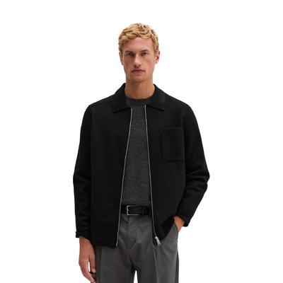 Cardigan MARC O'POLO "in kompakter Boiled Wool Optik", Herren, Gr. M, schwarz, Obermaterial: 88% Schurwolle, 12% Polyamid, unifarben, regular fit, Manschette, Strickjacken