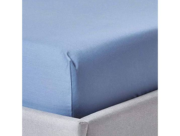 HOMESCAPES Luxus Spannbettlaken 90x190 cm blau, Satin-Spannbetttuch, 100% ägyptische Baumwolle, Bettlaken mit Gummizug Fadendichte 1000