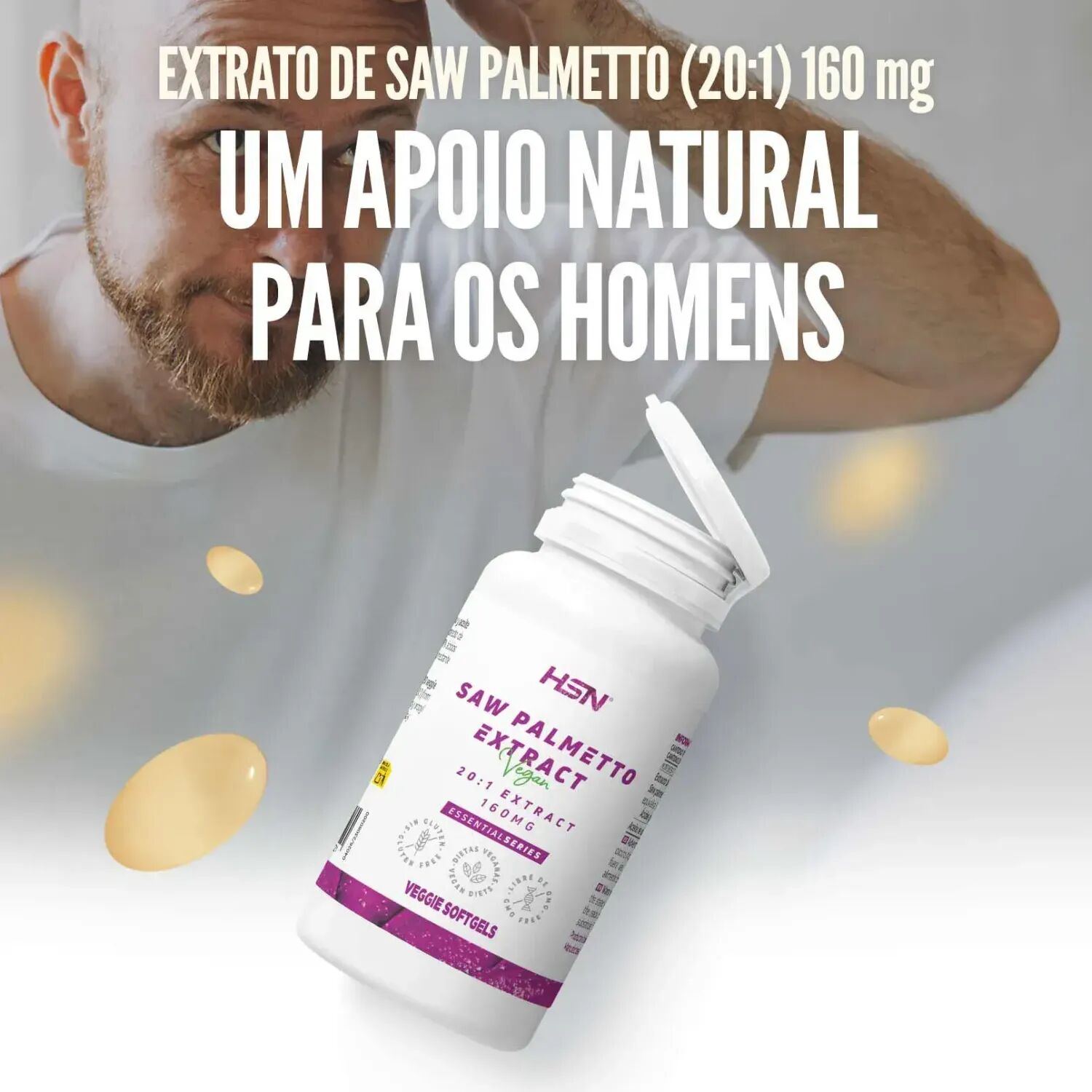 HSN Extrato de saw palmetto (20:1) 160mg - 30 pérolas vegetais - Saúde da próstata - Perlas Vegetales - 30 Serviços