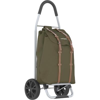 Einkaufstrolley BISCHOF "Rasant", grün (armeegrün), B:42cm H:100cm T:30cm, Kunststoff, Stahl, Einkaufskörbe, wasserdichte Tasche aus Polyester