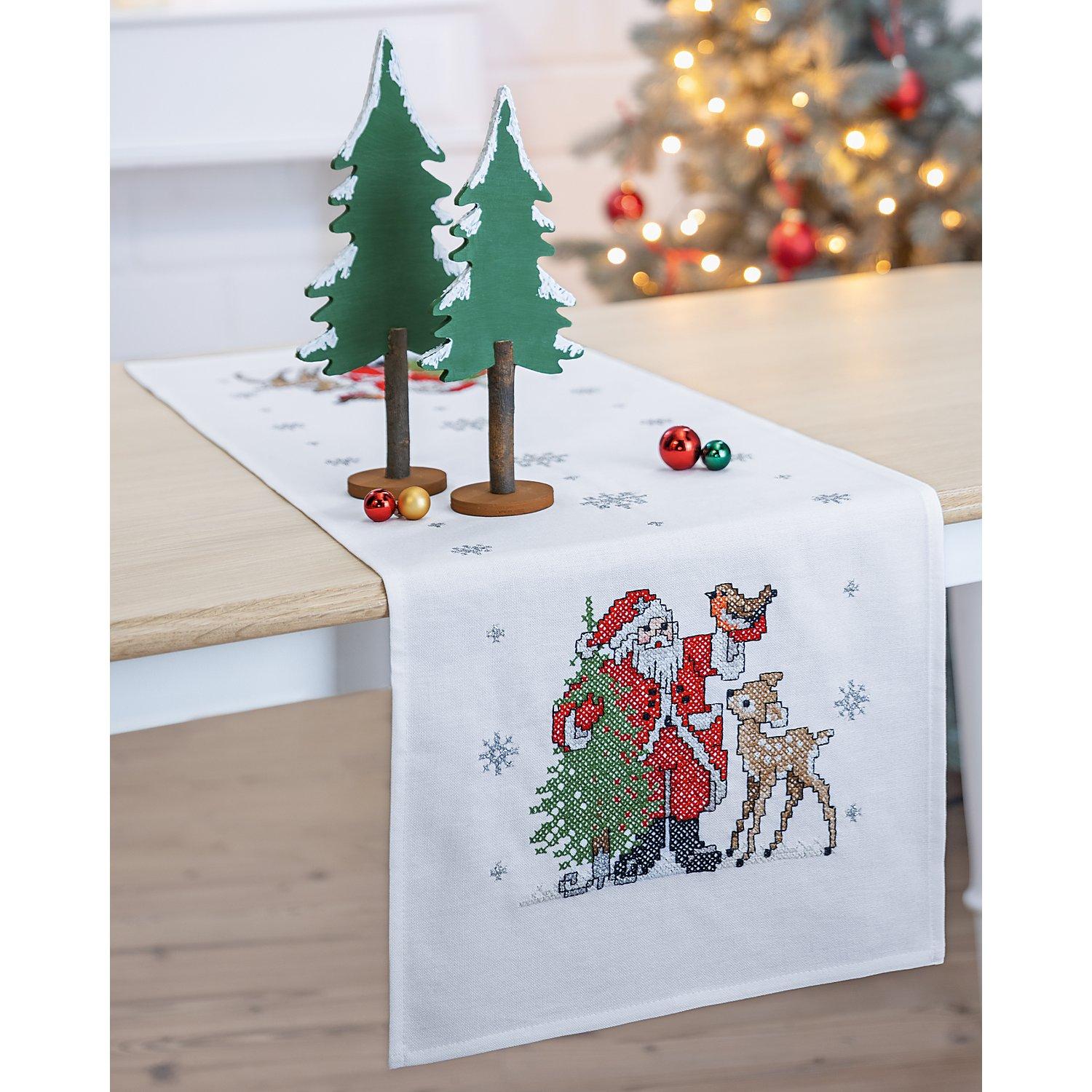 Stickläufer "Santa & Reh"