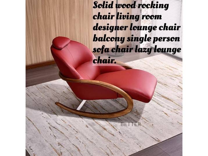Fauteuil à bascule nordique en bois massif, fauteuil d'appoint design, fauteuil inclinable confortable, fauteuil-lit pour salon, balcon, chambre à coucher