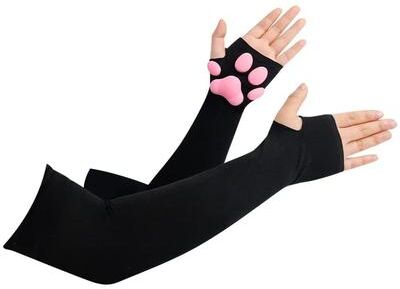 Uplifted Finds 3D Cat Paw Sleeve Sun Protection Arm Cover Spandex Cat Paw Cosplay Gloves black