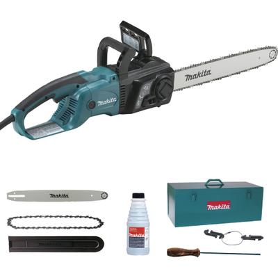 Elektro-Kettensäge MAKITA "»UC4051AK« 2.000 W, 14,5 m/s, 40 cm, ohne Akku und Ladegerät", blau (türkis), B:20cm H:22cm T:50,5cm, Kettensägen, leistungsfähig,werkzeuglose Kettenspannung +Ketten-und Schienenwechsel