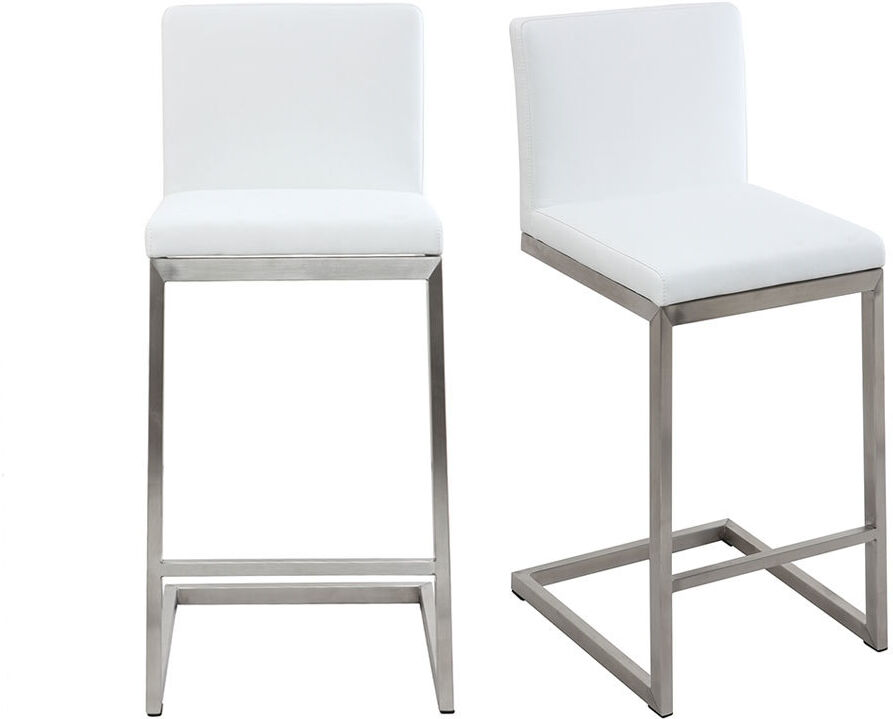 Miliboo Barhocker zeitgenössisches Design - Aluminium und PU Weiß - STELLAR (2-er Set)