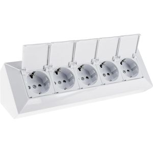 ChiliTec Tischsteckdose 23940, ohne Zuleitung, weiß, 5-fach