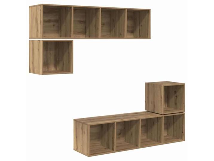 GKHPYURE TV-Möbel-Set, 4 Stück, Eiche handgefertigt, Holz, mehrschichtig Platzsparendes Wanddesign, 3 Etagen, für Wohnzimmer, einfache Montage