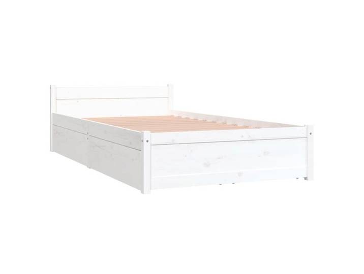 Lit 1 place - Cadre de lit adulte sans matelas avec tiroirs blanc 63
